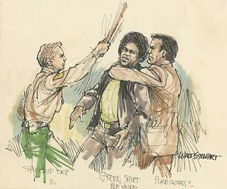 Courtroom sketch of Soledad trial fight