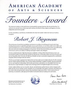 Founders Award citation