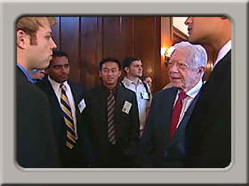 Jimmy Carter talking with students