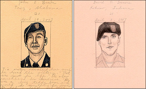 portraits of soldiers John E. Brown and David N. Simmons