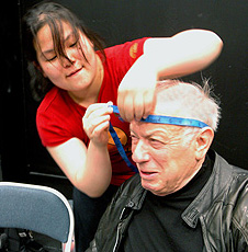  Chou fits Leon Litwack for headgear in "The Cradle Will Rock."