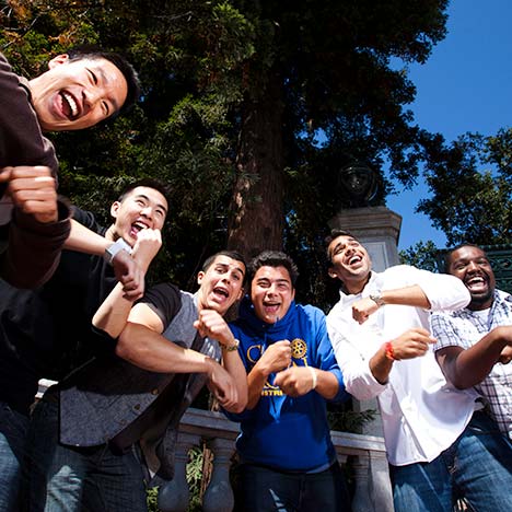 Male octet group singing