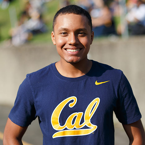 Male student wearing a Cal tshirt