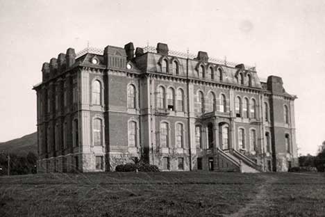 Historic black and white photo of South Hall