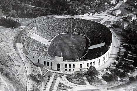 Aerial view of a stadium