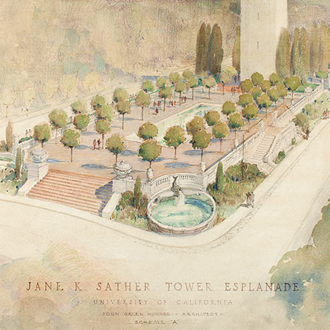 Historic architectural rendering of Campanile esplanade